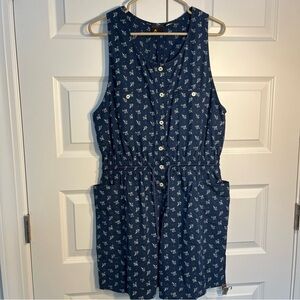 LIZSPORT 80'S Y2K One Piece Jumper Romper Shorts Size Medium Navy